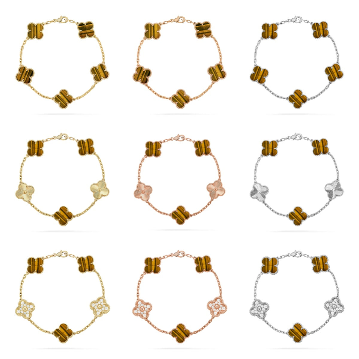 [Avelora Jewelry ] CLOVER 5 MOTIFS TIGER EYE BRACELET COLLECTION