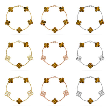[Avelora Jewelry ] CLOVER 5 MOTIFS TIGER EYE BRACELET COLLECTION