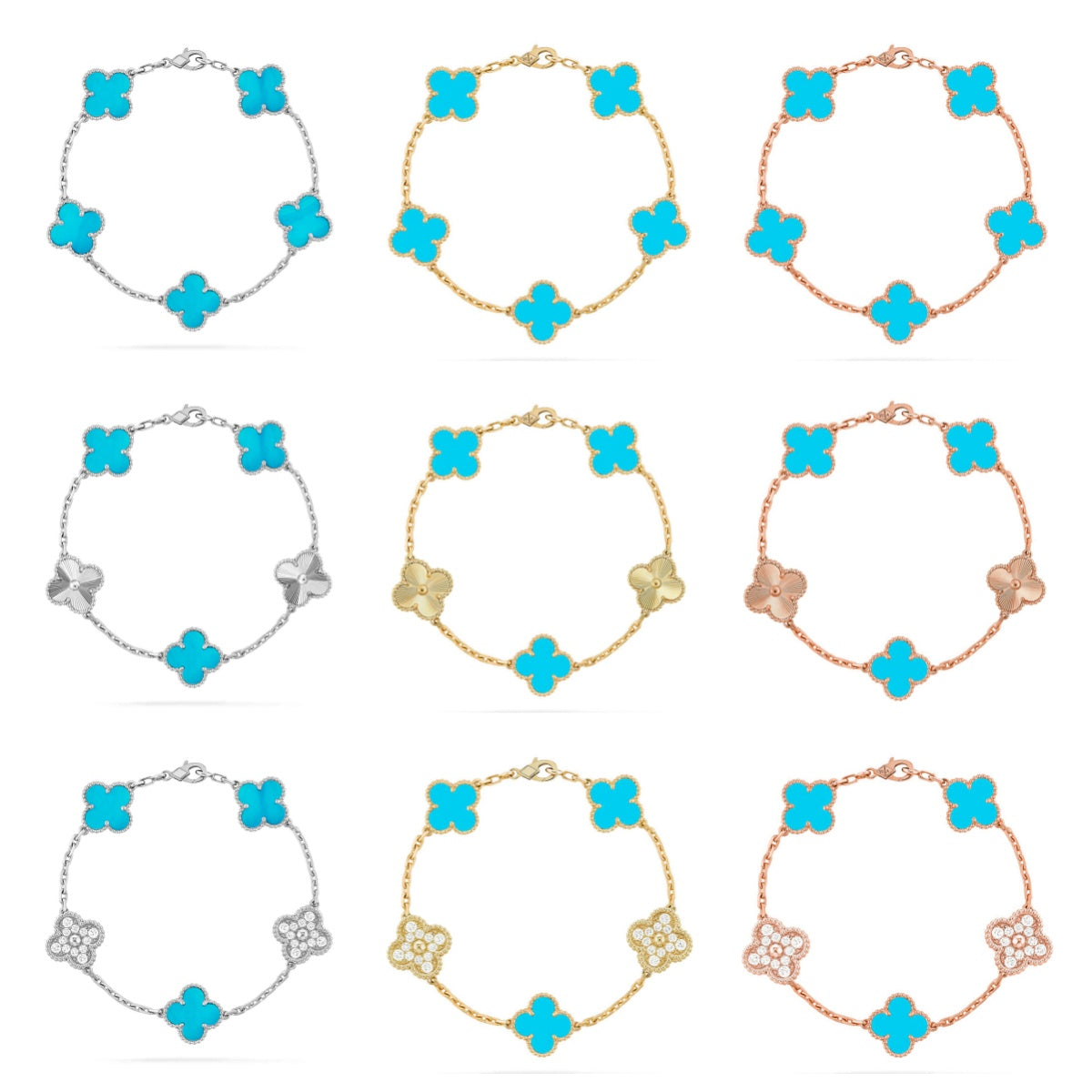 [Avelora Jewelry ] CLOVER 5 MOTIF TURQUOISE BRACELET COLLECTION