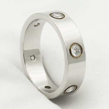 [Avelora Jewelry ]LOVE RING 5.5MM 6 DIAMONDS SILVER