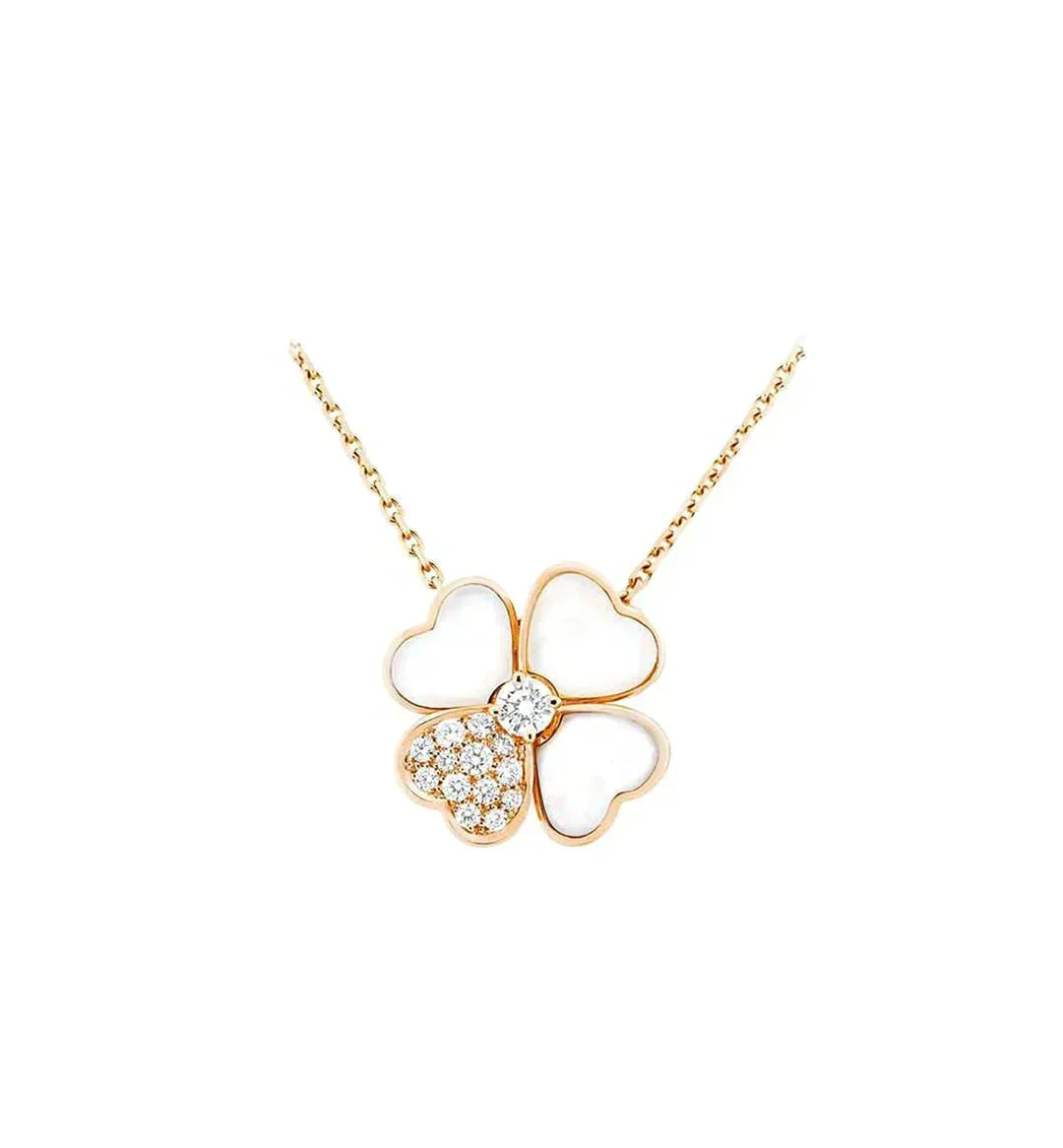 [Avelora Jewelry ]CLOVER MOP DIAMOND ROSE GOLD NECKLACE