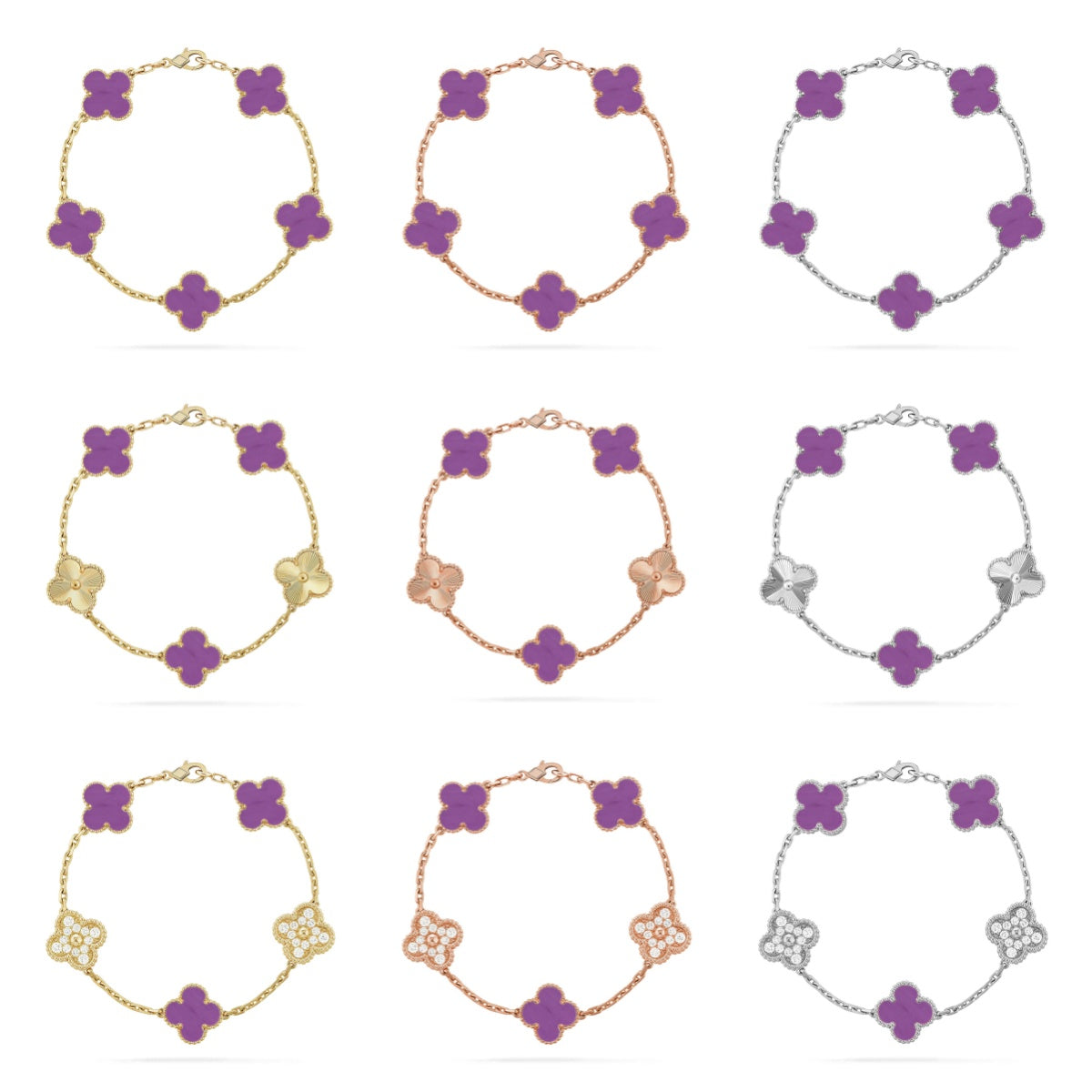 [Avelora Jewelry ] CLOVER 5 MOTIF VIOLET BRACELET COLLECTION