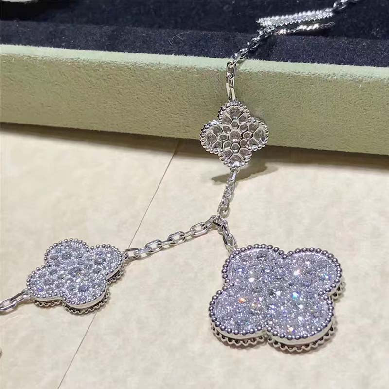 [Avelora Jewelry ]CLOVER 6 MOTIFS SILVER DIAMOND BRACELET