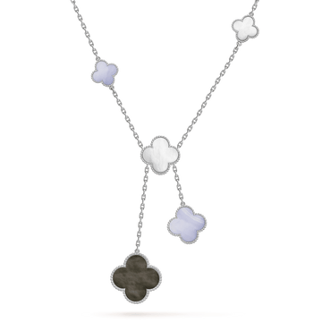 [Avelora Jewelry ]CLOVER MOP CHALCEDONY NECKLACE SILVER 6 MOTIF