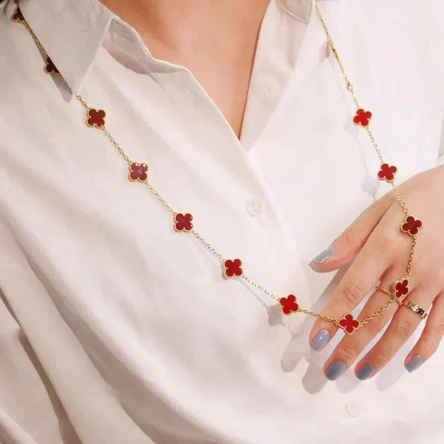 [Avelora Jewelry ]CLOVER 20 MOTIFS CARNELIAN NECKLACE