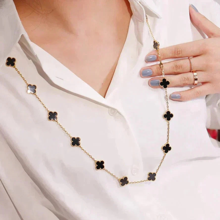 [Avelora Jewelry ]CLOVER 20 MOTIFS ONYX NECKLACE