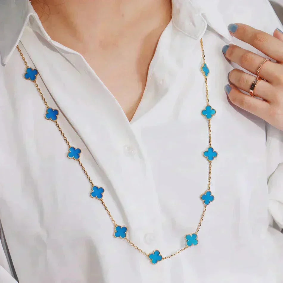 [Avelora Jewelry ]CLOVER 20 MOTIFS BLUE AGATE GOLD