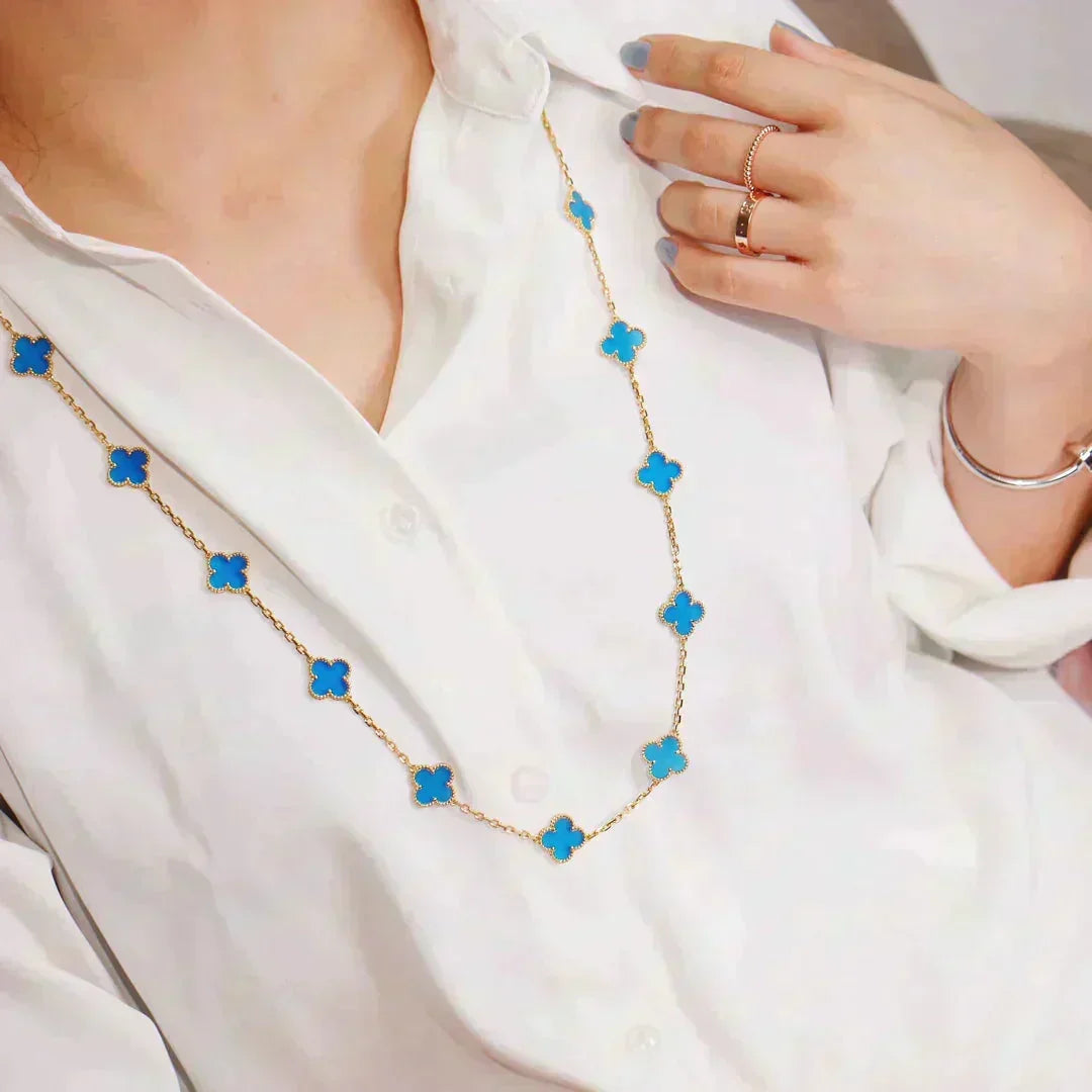 [Avelora Jewelry ]CLOVER 20 MOTIFS BLUE AGATE GOLD