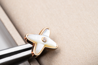 [Avelora]JEUX DE WHITE MOP ROSE GOLD DIAMOND EARRINGS