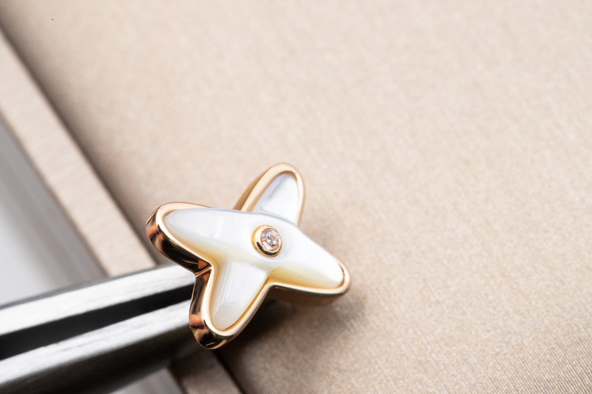 [Avelora Jewelry ]JEUX DE WHITE MOP PINK GOLD DIAMOND EARRINGS