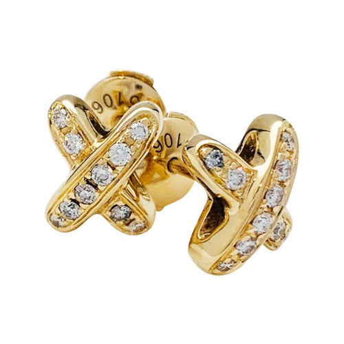 [Avelora]JEUX DE GOLD DIAMOND EARRINGS
