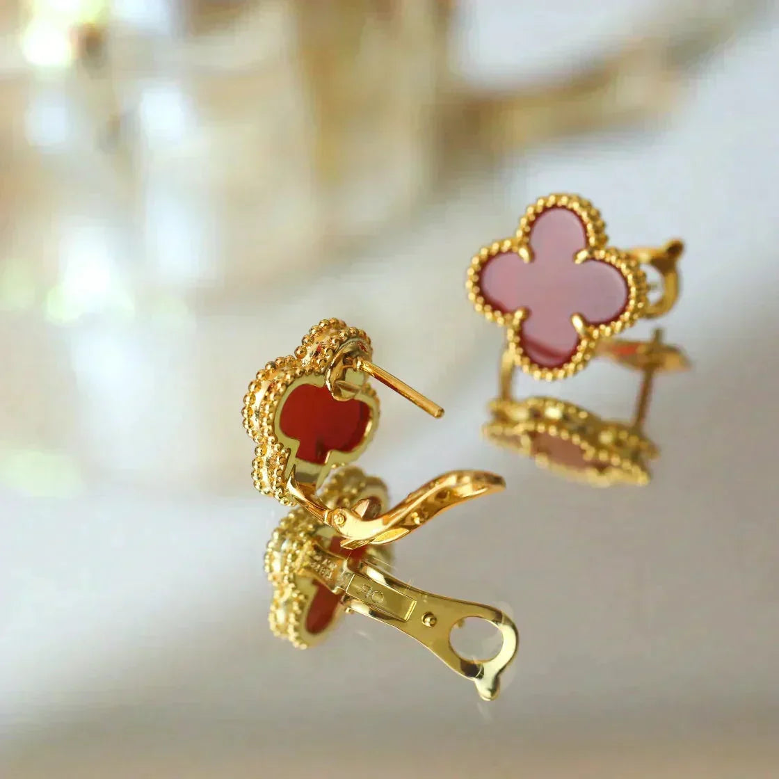 [Avelora Jewelry ]CLOVER MEDIUM 1 MOTIFS CARNELIAN  EARRINGS