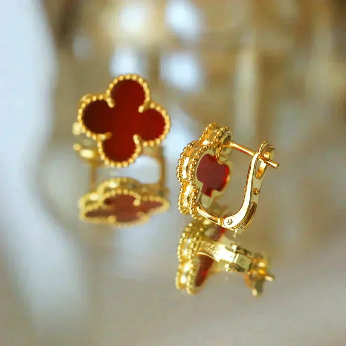 [Avelora Jewelry ]CLOVER MEDIUM 1 MOTIFS CARNELIAN  EARRINGS