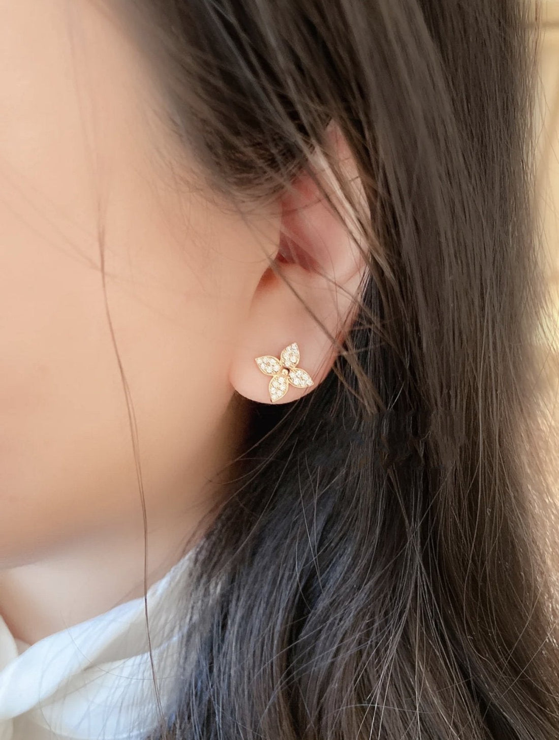 [Avelora Jewelry ]STAR BLOSSOM STUD EARRINGS PINK GOLD DIAMONDS