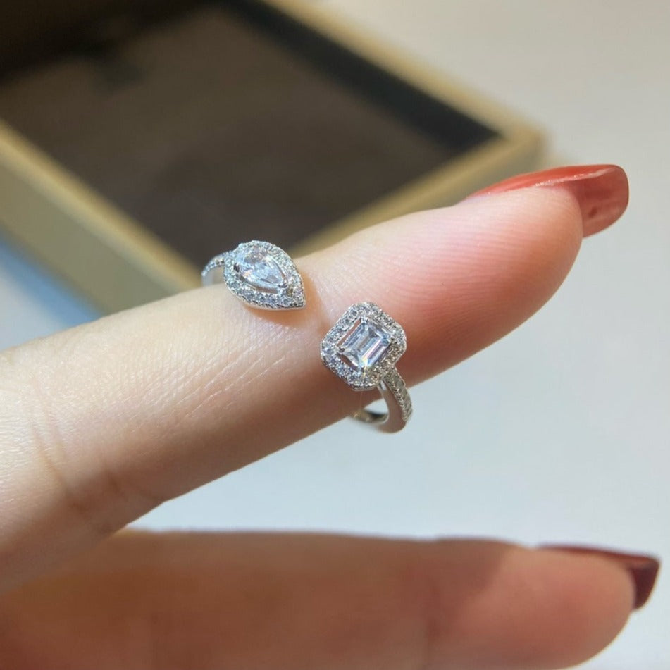 [Avelora jewelry]My Twin Toi & Moi Silver Diamond Ring