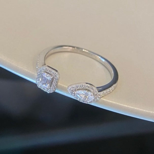 [Avelora jewelry]My Twin Toi & Moi Silver Diamond Ring