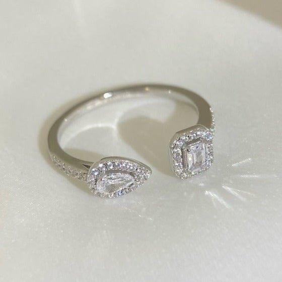 [Avelora jewelry]My Twin Toi & Moi Silver Diamond Ring