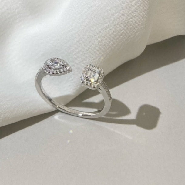 [Avelora jewelry]My Twin Toi & Moi Silver Diamond Ring