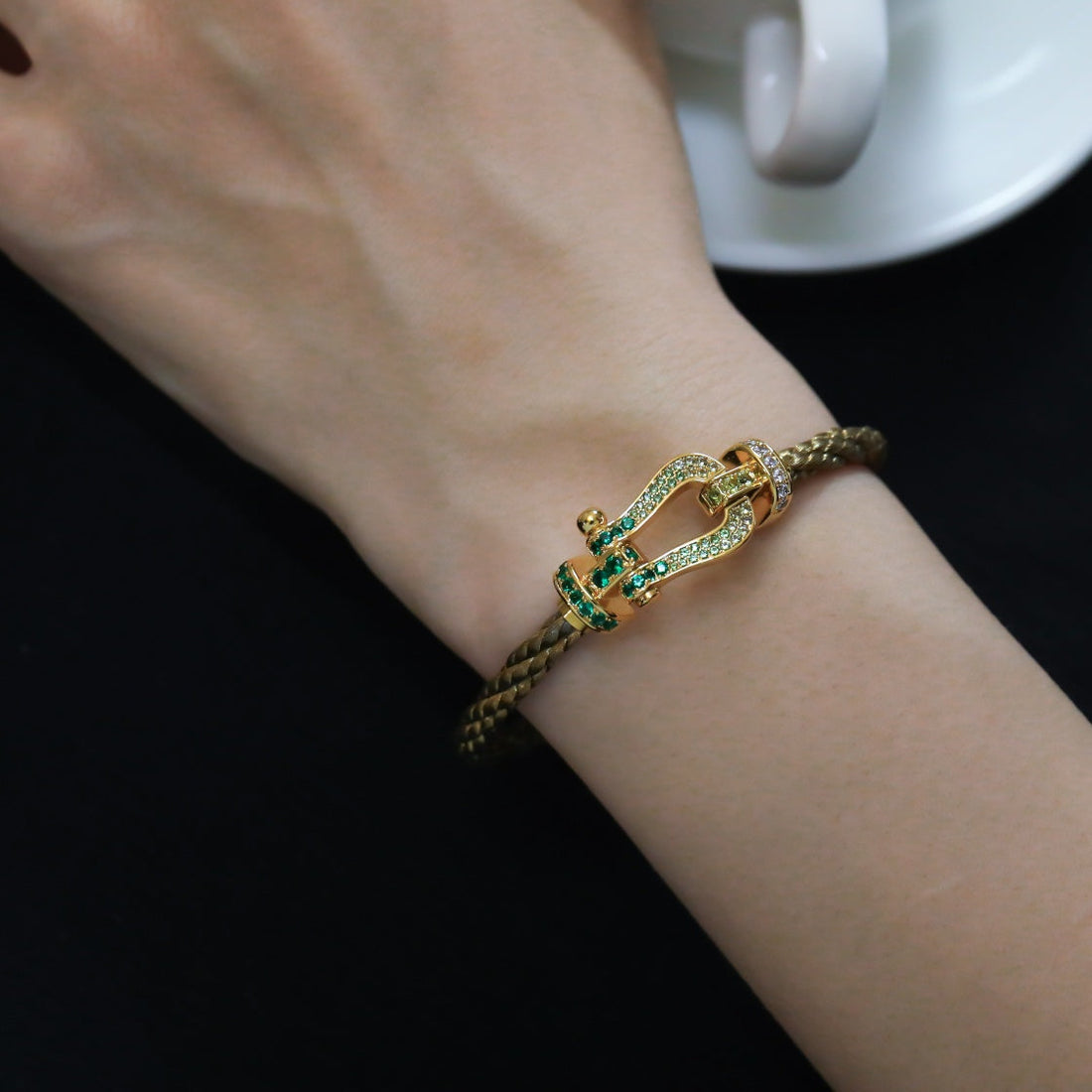 [Avelora Jewelry ]FORCE 10 GOLD GREEN DIAMOND PAVED