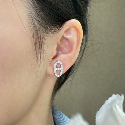 [Avelora]HM FULL DIAMOND PIG NOSE STUD EARRINGS