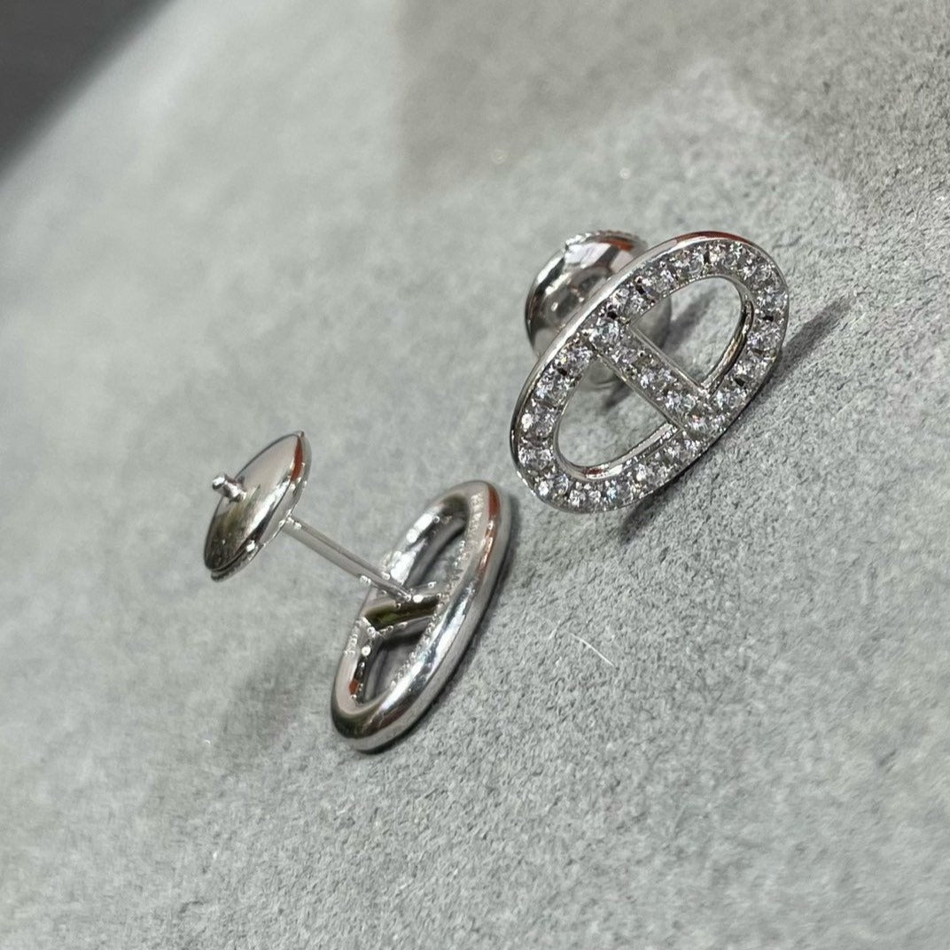 [Avelora]HM FULL DIAMOND PIG NOSE STUD EARRINGS