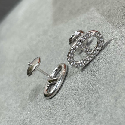 [Avelora]HM FULL DIAMOND PIG NOSE STUD EARRINGS