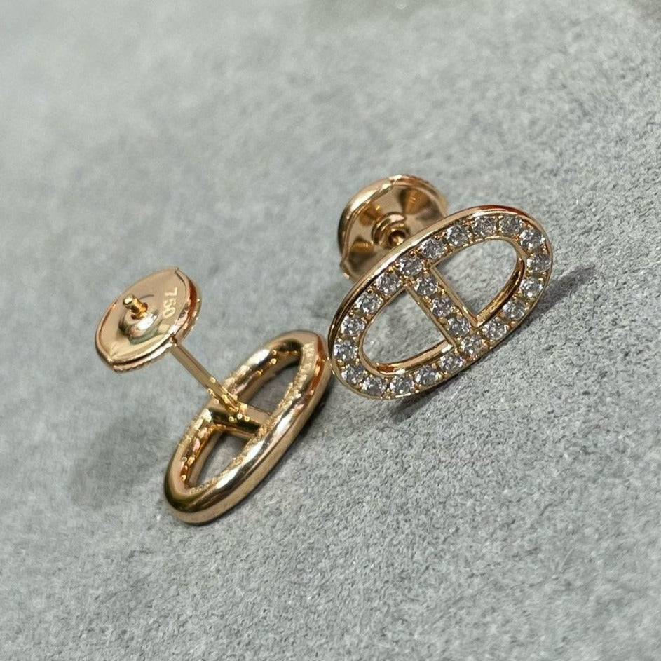[Avelora Jewelry ]HM FULL DIAMOND PIG NOSE STUD EARRINGS
