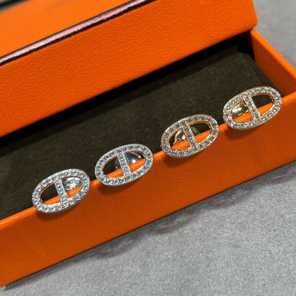 [Avelora]HM FULL DIAMOND PIG NOSE STUD EARRINGS