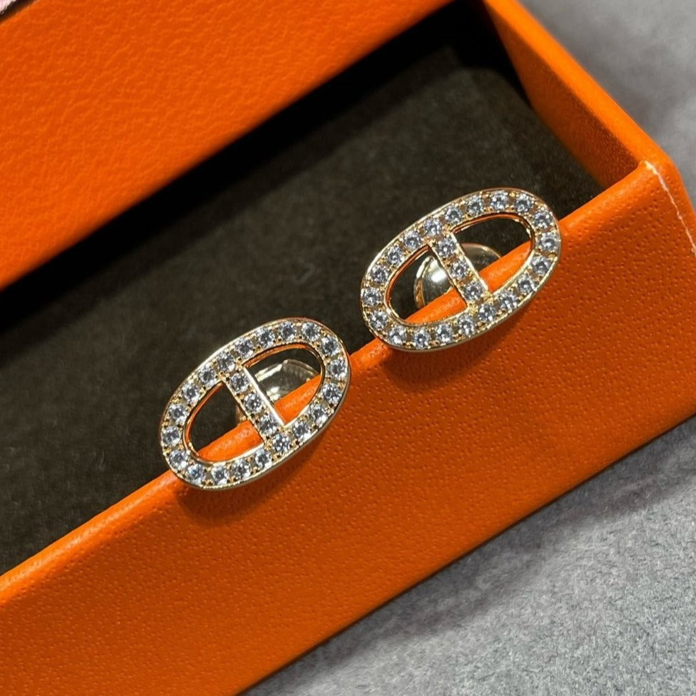[Avelora Jewelry ]HM FULL DIAMOND PIG NOSE STUD EARRINGS