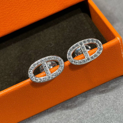 [Avelora]HM FULL DIAMOND PIG NOSE STUD EARRINGS