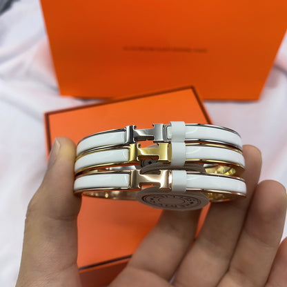 [Avelora]CLASSIC HM CLIC WHITE 8MM ENAMEL BRACELET