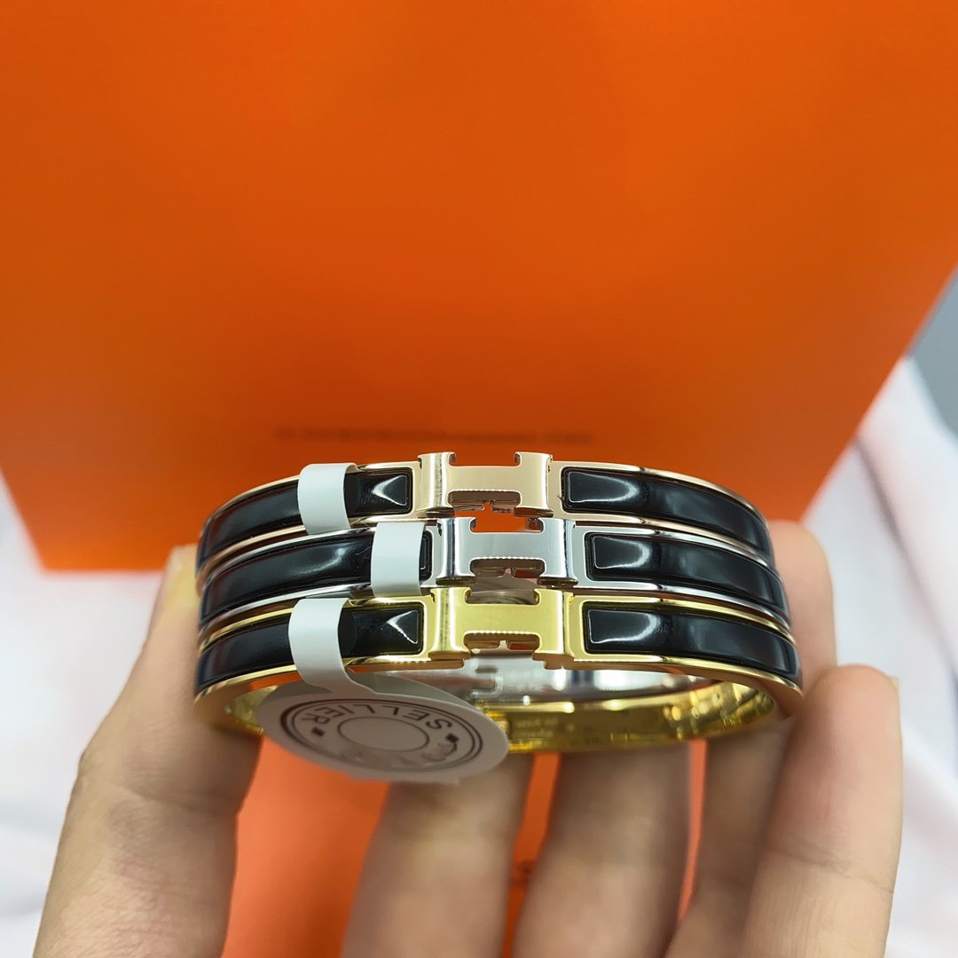 [Avelora]CLASSIC HM CLIC BLACK 8MM ENAMEL BRACELET