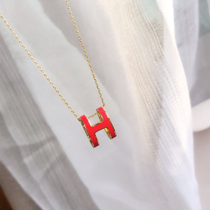 [Avelora]HM CLIC RED ENAMEL GOLD NECKLACE