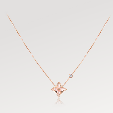 [Avelora Jewelry ]STAR PINK MOP 1 DIAMOND PINK GOLD NECKLACE