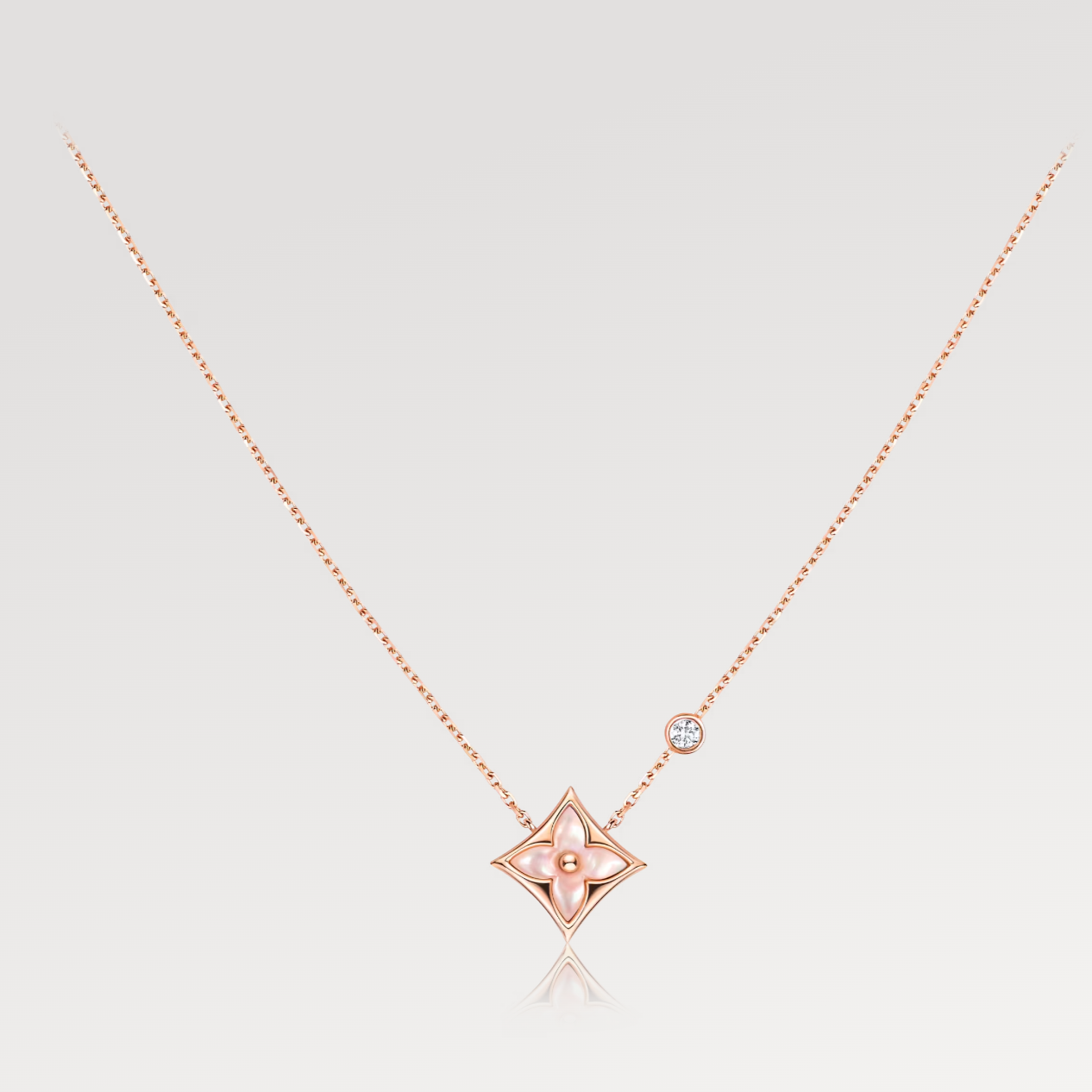 [Avelora]STAR PINK MOP 1 DIAMOND ROSE GOLD NECKLACE
