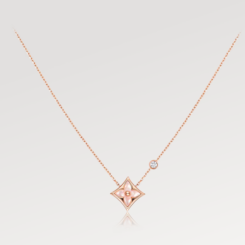 [Avelora]STAR PINK MOP 1 DIAMOND ROSE GOLD NECKLACE