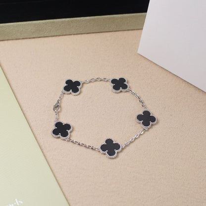 [Avelora]LUCKY CLOVER 5-MOTIF BRACELET - BLACK OXNY COLLECTION