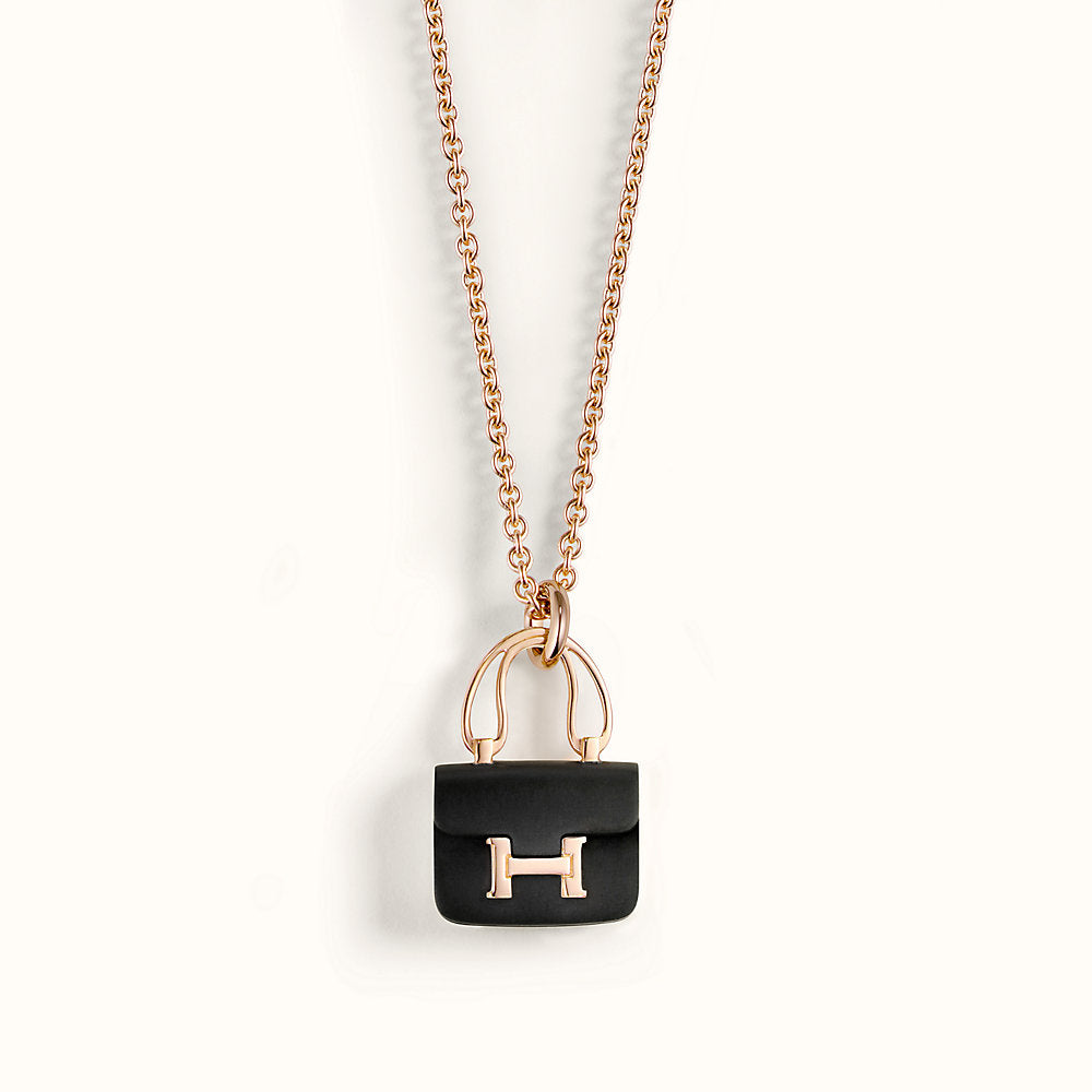 [Avelora]CONSTANCE BLACK PEDANT ROSE GOLD NECKLACE