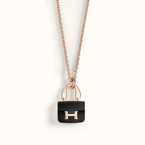 [Avelora]CONSTANCE BLACK PEDANT ROSE GOLD NECKLACE