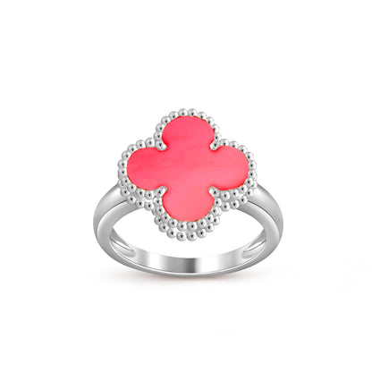 [Avelora]LUCKY CLOVER VINTAGE WHITE GOLD RING COLLECTION