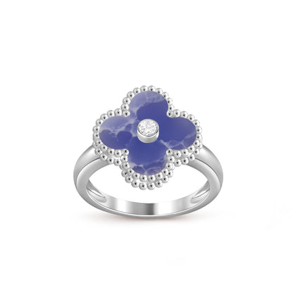 [Avelora]LUCKY CLOVER DIAMOND-ACCENT WHITE GOLD RING COLLECTION