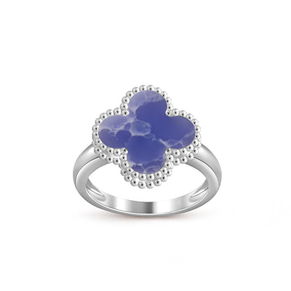 [Avelora]LUCKY CLOVER VINTAGE WHITE GOLD RING COLLECTION