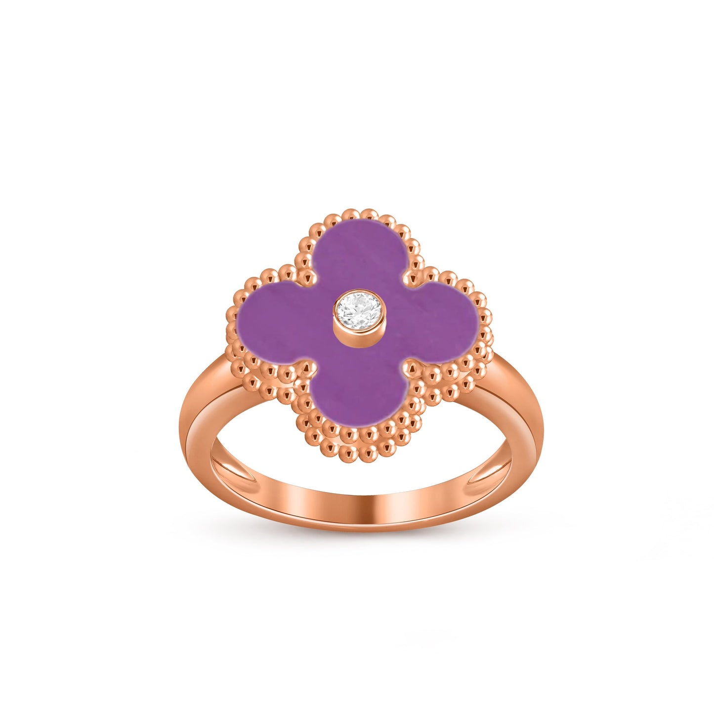 [Avelora]LUCKY CLOVER DIAMOND-ACCENT ROSE GOLD RING COLLECTION