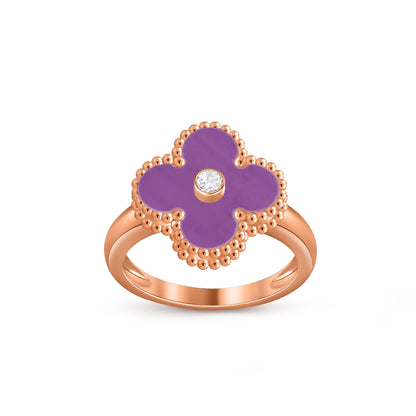 [Avelora]LUCKY CLOVER DIAMOND-ACCENT ROSE GOLD RING COLLECTION