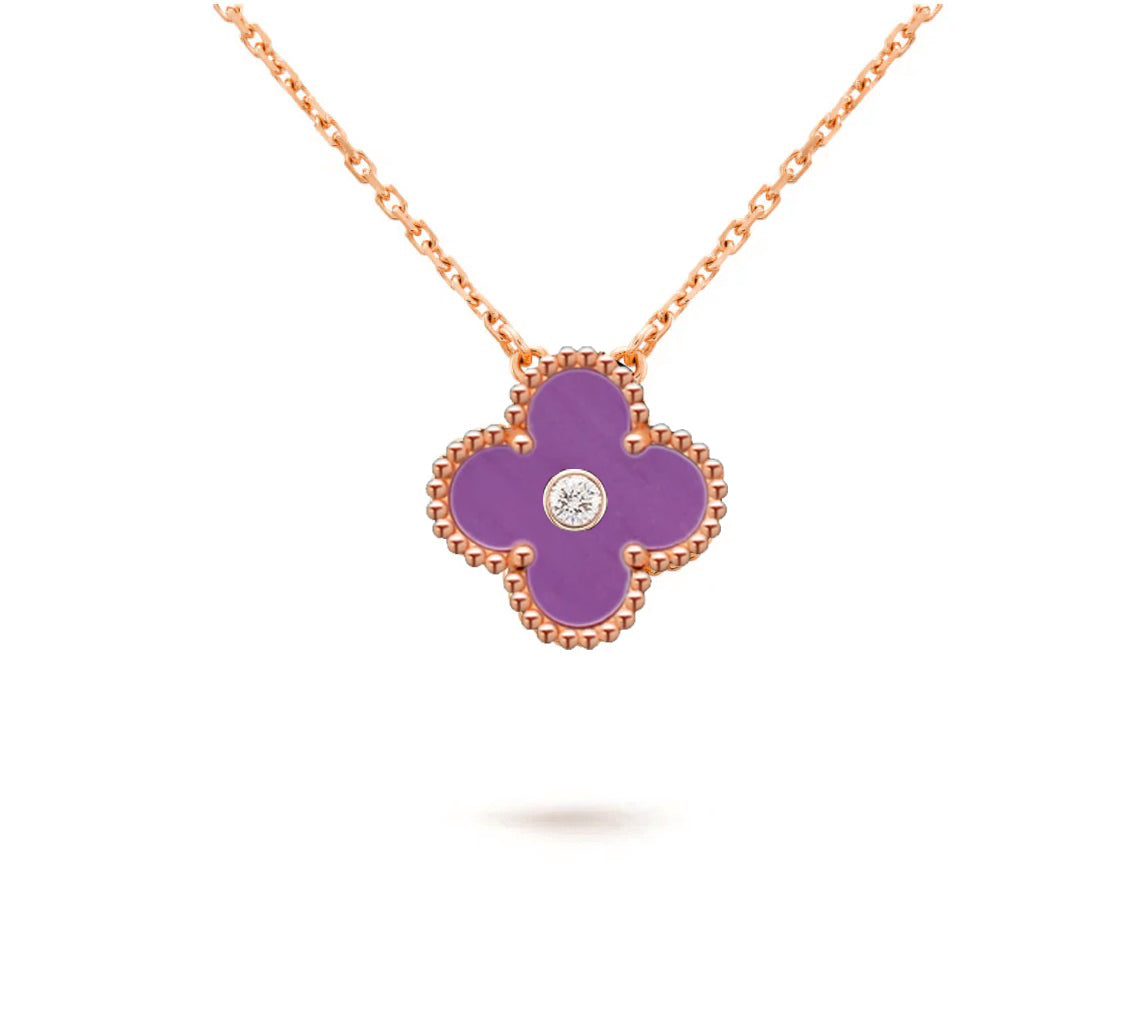 [Avelora]15MM CLOVER FLOWER DIAMOND PENDANT NECKLACE COLLECTION