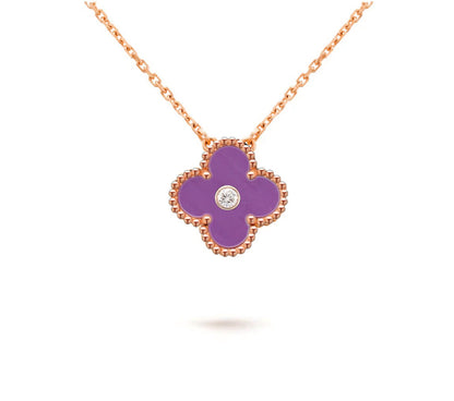 [Avelora]15MM CLOVER FLOWER DIAMOND PENDANT NECKLACE COLLECTION