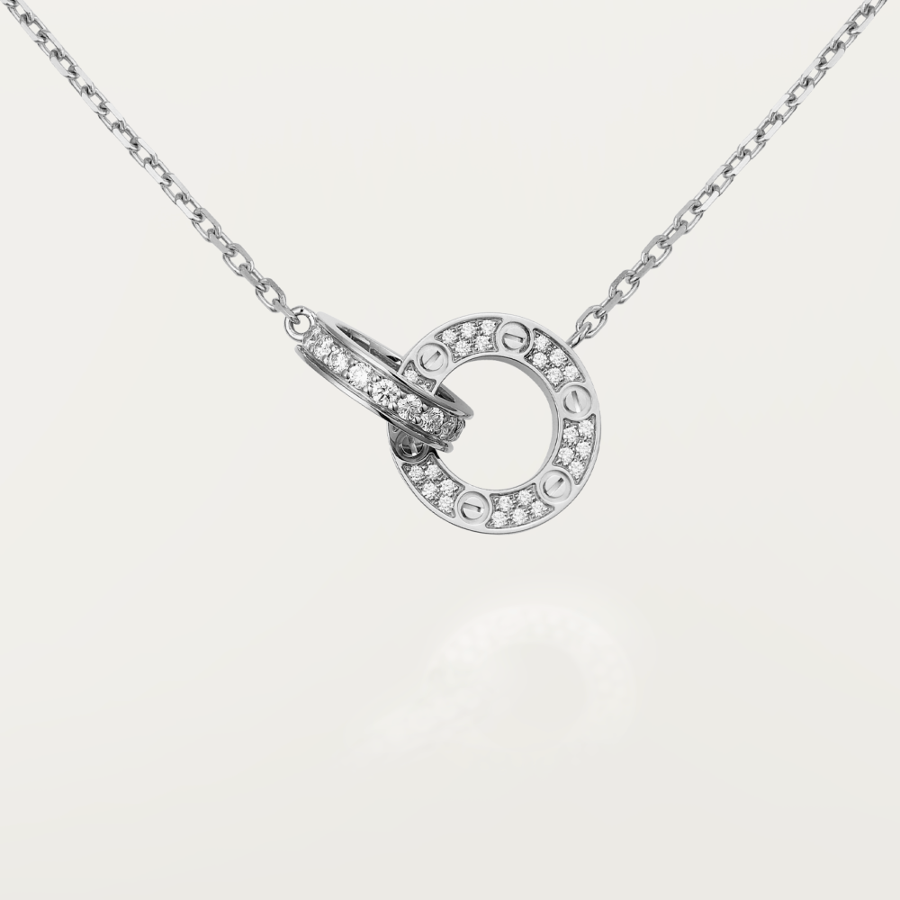 [Avelora Jewelry ]LOVE 7.6MM NECKLACE ROSE GOLD AND SILVER  FULL DIAMOND