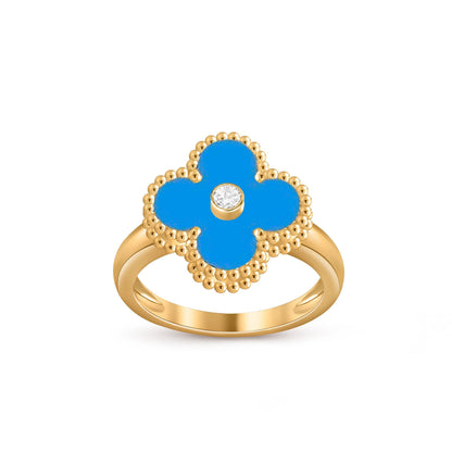 [Avelora]LUCKY CLOVER DIAMOND-ACCENT GOLD RING COLLECTION