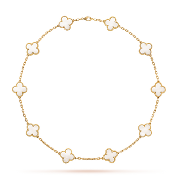 [Avelora Jewelry ]CLOVER 10 MOTIFS WHITE MOTHER OF PEARL NECKLACE