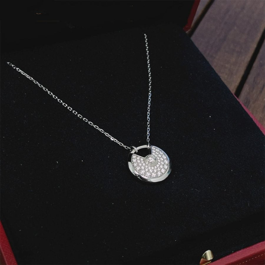 [Avelora Jewelry ]AMULETTE SILVER FULL DIAMOND NECKLACE